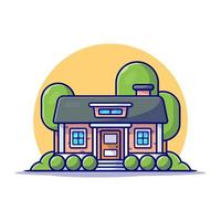 House Building Cartoon Vector Icon Illustration. Outdoor Building Icon Concept Isolated Premium Vector. Flat Cartoon Style