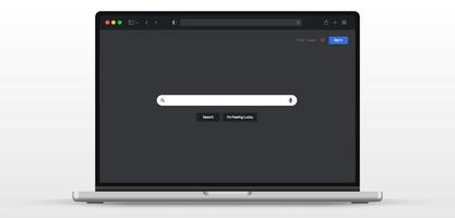 Web browser, internet browser search engine with 3d realistic laptop mockup. Search bar for ui ux design and web site. Search address and navigation bar icon. vector