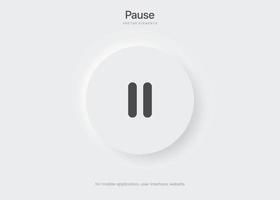 3d pause icon push button isolated on white background. Multimedia, stop song end symbol modern simple vector with neumorphism graphic style for website design mobile app UI UX. Vector Illustration.