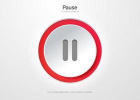 3d pause icon push button isolated on white background. Multimedia, stop song end symbol modern simple vector for website design mobile app UI UX. Vector Illustration EPS10.