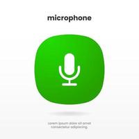 Podcast, broadcast, webcast icon. Voicemail sign. Voice chat icon. Recording symbol. Mute icon. 3D Phone microphone icon for UI UX, mobile app, presentations with soft UI, push button. vector