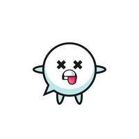 character of the cute speech bubble with dead pose vector