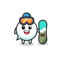 Illustration of speech bubble character with snowboarding style vector