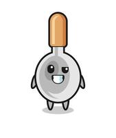 cute cooking spoon mascot with an optimistic face vector