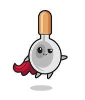 cute cooking spoon superhero character is flying vector