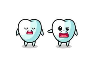 illustration of the argue between two cute tooth characters vector