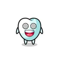 cute tooth character with hypnotized eyes vector