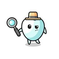 el personaje detective de dientes está analizando un caso vector