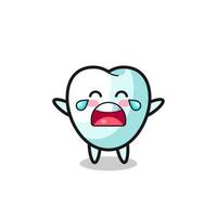 the illustration of crying tooth cute baby vector