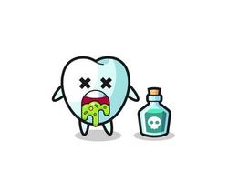 illustration of an tooth character vomiting due to poisoning vector