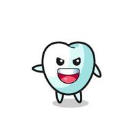 tooth cartoon with very excited pose vector