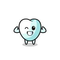 the muscular tooth character is posing showing his muscles vector