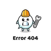 error 404 con la linda mascota de la burbuja del habla vector