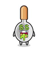 cooking spoon character with an expression of crazy about money vector