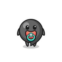 baby comma symbol cartoon character with pacifier vector