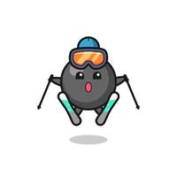 personaje de mascota de símbolo de punto como jugador de esquí vector