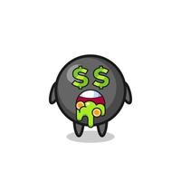 dot symbol character with an expression of crazy about money vector