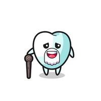 cute tooth grandpa is holding a stick vector