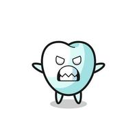 wrathful expression of the tooth mascot character vector