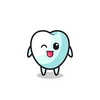 cute tooth character in sweet expression while sticking out her tongue vector