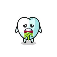 the cute tooth character with puke vector
