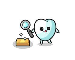 tooth character is checking the authenticity of the gold bullion vector