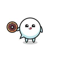 ilustración de un personaje de burbuja de habla comiendo un donut vector