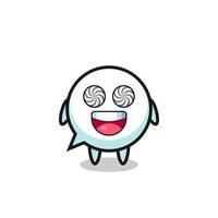 cute speech bubble character with hypnotized eyes vector