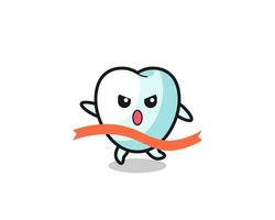 cute tooth illustration is reaching the finish vector