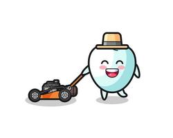 illustration of the tooth character using lawn mower vector