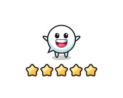 the illustration of customer best rating, speech bubble cute character with 5 stars vector