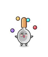 the cooking spoon circus cartoon juggling a ball vector