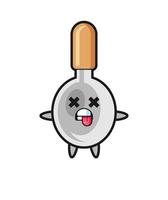 character of the cute cooking spoon with dead pose vector