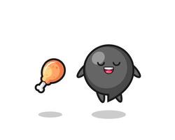 cute comma symbol floating and tempted because of fried chicken vector