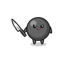 cute dot symbol mascot as a psychopath holding a knife vector