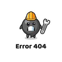 error 404 con la linda mascota del símbolo de coma vector