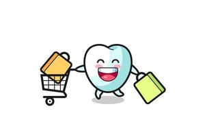 black Friday illustration with cute tooth mascot vector