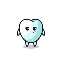 cute tooth character with suspicious expression vector