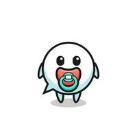 baby speech bubble cartoon character with pacifier vector