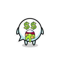 speech bubble character with an expression of crazy about money vector