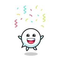 happy speech bubble mascot jumping for congratulation with colour confetti vector