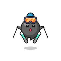 comma symbol mascot character as a ski player vector