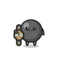 dot symbol mascot character as a MMA fighter with the champion belt vector