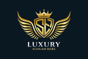 Luxury royal wing Letter ST crest Gold color Logo vector, Victory logo, crest logo, wing logo, vector logo template.