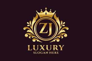 Initial ZJ Letter Royal Luxury Logo template in vector art for luxurious branding projects and other vector illustration.