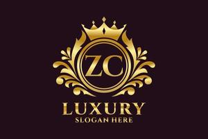 Initial ZC Letter Royal Luxury Logo template in vector art for luxurious branding projects and other vector illustration.