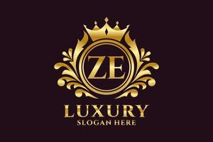 Initial ZE Letter Royal Luxury Logo template in vector art for luxurious branding projects and other vector illustration.