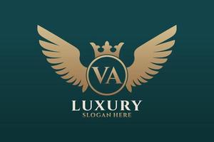 Luxury royal wing Letter VA crest Gold color Logo vector, Victory logo, crest logo, wing logo, vector logo template.