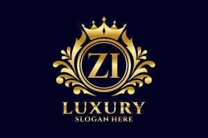 Initial ZI Letter Royal Luxury Logo template in vector art for luxurious branding projects and other vector illustration.