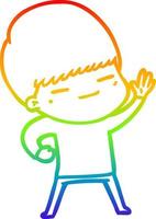 rainbow gradient line drawing cartoon smug boy vector